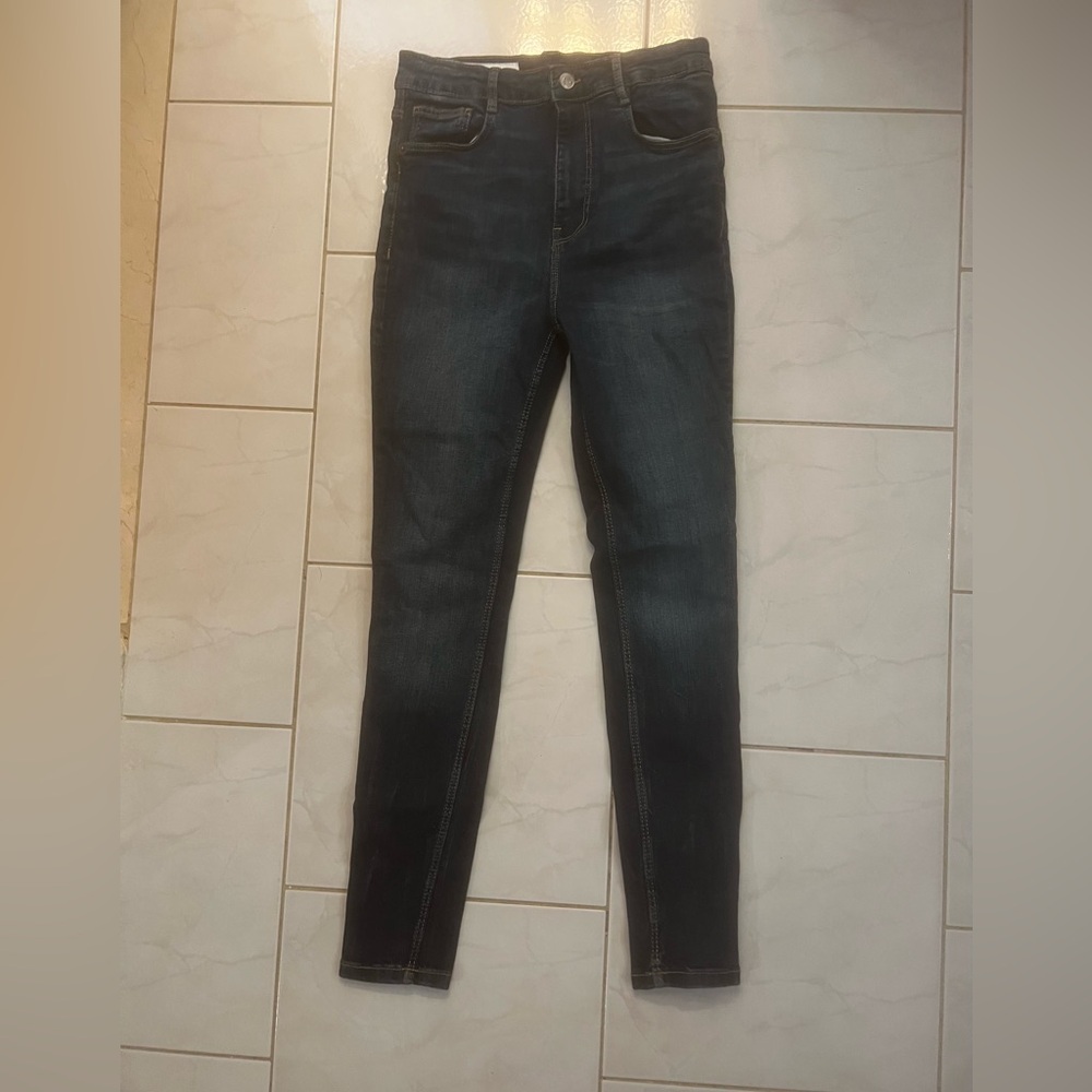 Zara Women's Dark Blue Wash 5 Pocket Skinny Jeans